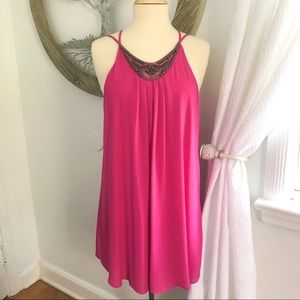 ASTR Pink Plumier Racerback Embellish Shift Dress